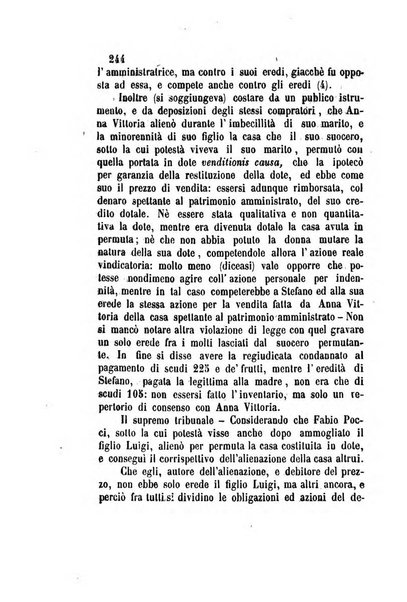 Giornale del Foro in cui si raccolgono le più importanti regiudicate dei supremi tribunali di Roma e dello Stato pontificio in materia civile