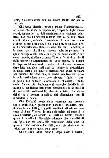 Giornale del Foro in cui si raccolgono le più importanti regiudicate dei supremi tribunali di Roma e dello Stato pontificio in materia civile