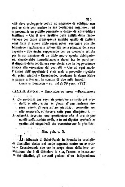 Giornale del Foro in cui si raccolgono le più importanti regiudicate dei supremi tribunali di Roma e dello Stato pontificio in materia civile