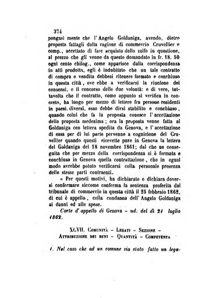 Giornale del Foro in cui si raccolgono le più importanti regiudicate dei supremi tribunali di Roma e dello Stato pontificio in materia civile