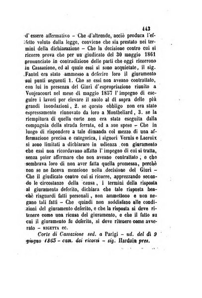 Giornale del Foro in cui si raccolgono le più importanti regiudicate dei supremi tribunali di Roma e dello Stato pontificio in materia civile