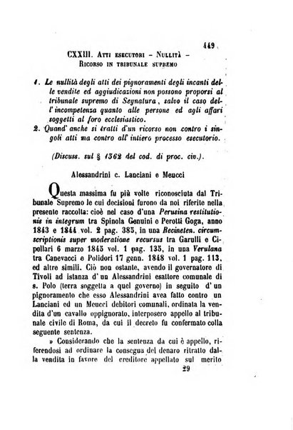 Giornale del Foro in cui si raccolgono le più importanti regiudicate dei supremi tribunali di Roma e dello Stato pontificio in materia civile