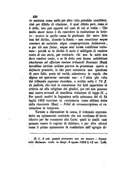 Giornale del Foro in cui si raccolgono le più importanti regiudicate dei supremi tribunali di Roma e dello Stato pontificio in materia civile