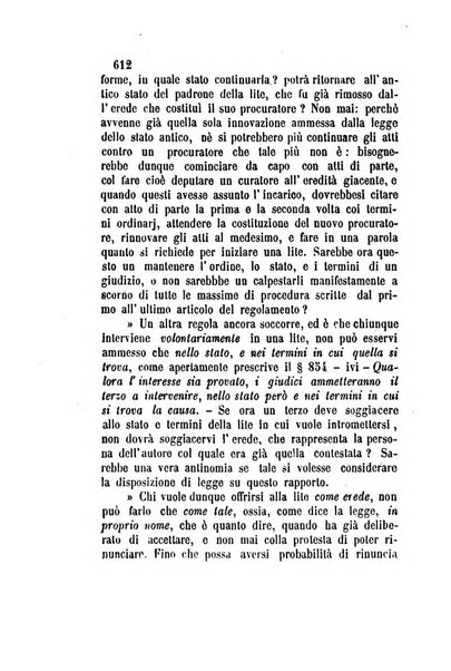 Giornale del Foro in cui si raccolgono le più importanti regiudicate dei supremi tribunali di Roma e dello Stato pontificio in materia civile