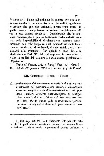 Giornale del Foro in cui si raccolgono le più importanti regiudicate dei supremi tribunali di Roma e dello Stato pontificio in materia civile