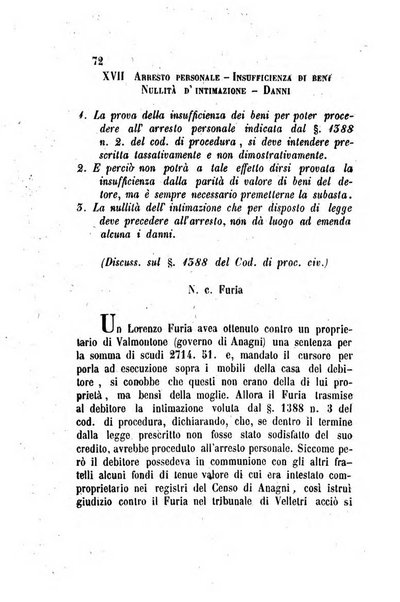 Giornale del Foro in cui si raccolgono le più importanti regiudicate dei supremi tribunali di Roma e dello Stato pontificio in materia civile