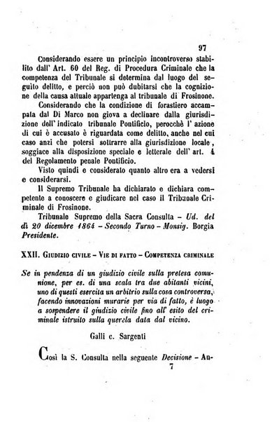 Giornale del Foro in cui si raccolgono le più importanti regiudicate dei supremi tribunali di Roma e dello Stato pontificio in materia civile