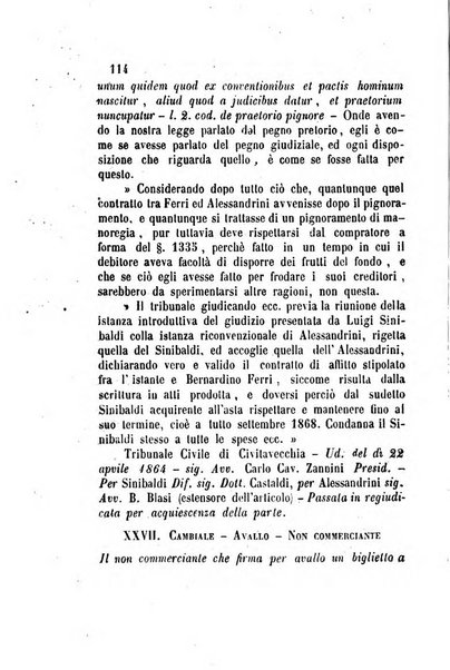 Giornale del Foro in cui si raccolgono le più importanti regiudicate dei supremi tribunali di Roma e dello Stato pontificio in materia civile