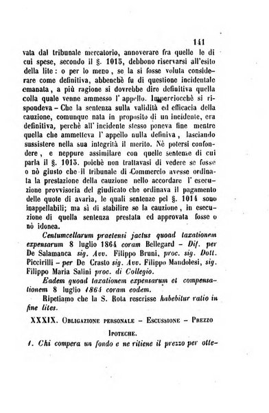 Giornale del Foro in cui si raccolgono le più importanti regiudicate dei supremi tribunali di Roma e dello Stato pontificio in materia civile