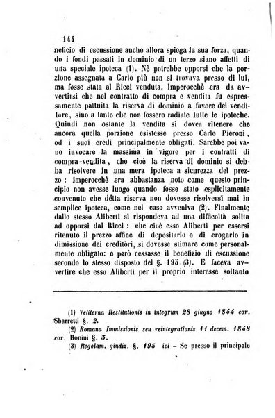 Giornale del Foro in cui si raccolgono le più importanti regiudicate dei supremi tribunali di Roma e dello Stato pontificio in materia civile