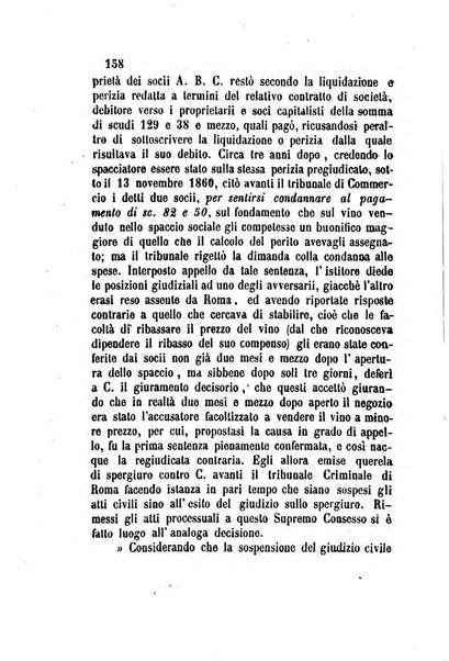 Giornale del Foro in cui si raccolgono le più importanti regiudicate dei supremi tribunali di Roma e dello Stato pontificio in materia civile