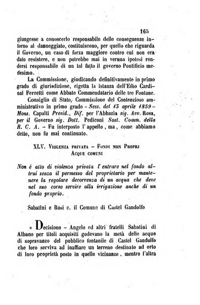 Giornale del Foro in cui si raccolgono le più importanti regiudicate dei supremi tribunali di Roma e dello Stato pontificio in materia civile