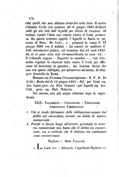 Giornale del Foro in cui si raccolgono le più importanti regiudicate dei supremi tribunali di Roma e dello Stato pontificio in materia civile