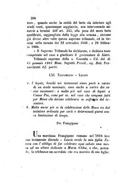 Giornale del Foro in cui si raccolgono le più importanti regiudicate dei supremi tribunali di Roma e dello Stato pontificio in materia civile