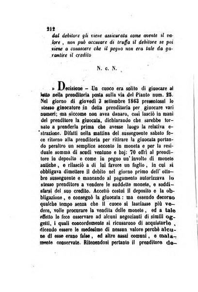 Giornale del Foro in cui si raccolgono le più importanti regiudicate dei supremi tribunali di Roma e dello Stato pontificio in materia civile