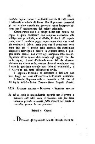 Giornale del Foro in cui si raccolgono le più importanti regiudicate dei supremi tribunali di Roma e dello Stato pontificio in materia civile