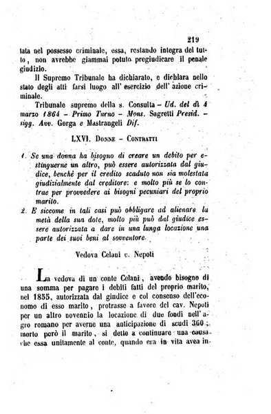 Giornale del Foro in cui si raccolgono le più importanti regiudicate dei supremi tribunali di Roma e dello Stato pontificio in materia civile