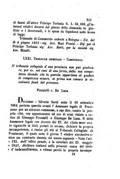 Giornale del Foro in cui si raccolgono le più importanti regiudicate dei supremi tribunali di Roma e dello Stato pontificio in materia civile