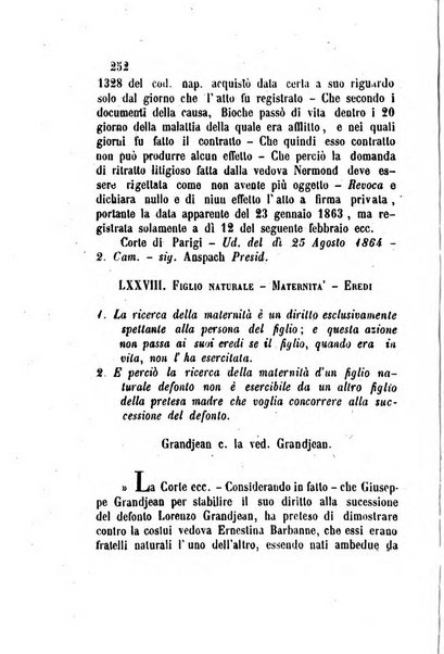 Giornale del Foro in cui si raccolgono le più importanti regiudicate dei supremi tribunali di Roma e dello Stato pontificio in materia civile