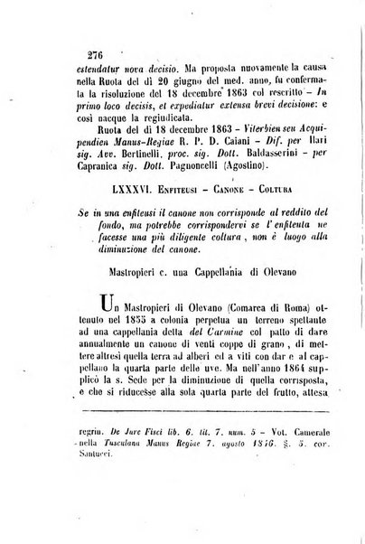 Giornale del Foro in cui si raccolgono le più importanti regiudicate dei supremi tribunali di Roma e dello Stato pontificio in materia civile