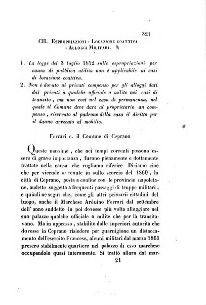 Giornale del Foro in cui si raccolgono le più importanti regiudicate dei supremi tribunali di Roma e dello Stato pontificio in materia civile