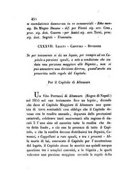 Giornale del Foro in cui si raccolgono le più importanti regiudicate dei supremi tribunali di Roma e dello Stato pontificio in materia civile