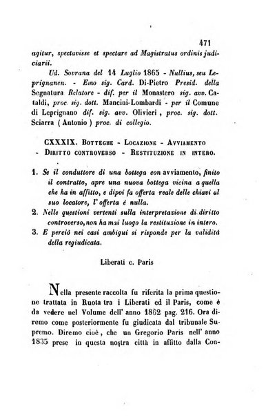 Giornale del Foro in cui si raccolgono le più importanti regiudicate dei supremi tribunali di Roma e dello Stato pontificio in materia civile