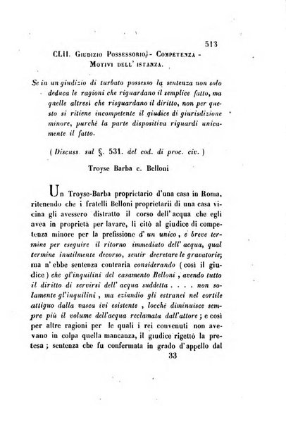 Giornale del Foro in cui si raccolgono le più importanti regiudicate dei supremi tribunali di Roma e dello Stato pontificio in materia civile