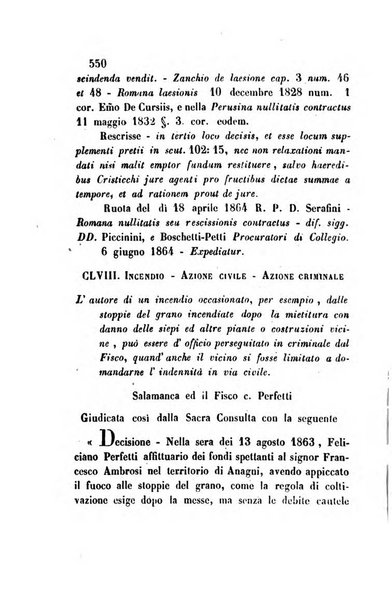 Giornale del Foro in cui si raccolgono le più importanti regiudicate dei supremi tribunali di Roma e dello Stato pontificio in materia civile