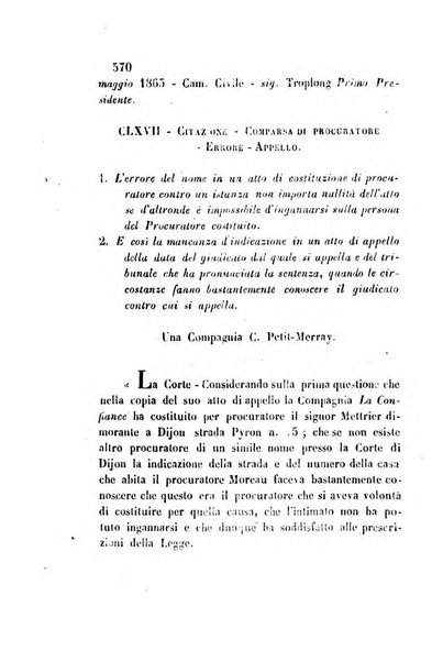 Giornale del Foro in cui si raccolgono le più importanti regiudicate dei supremi tribunali di Roma e dello Stato pontificio in materia civile