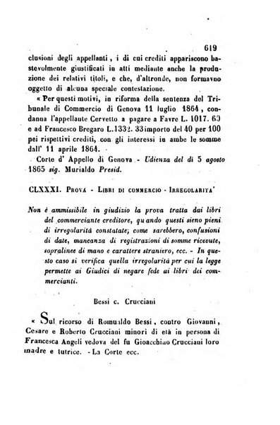 Giornale del Foro in cui si raccolgono le più importanti regiudicate dei supremi tribunali di Roma e dello Stato pontificio in materia civile