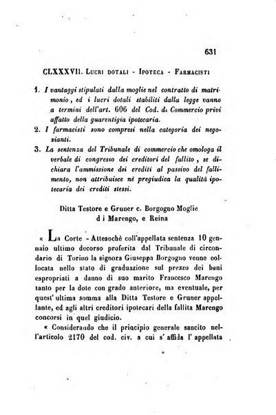 Giornale del Foro in cui si raccolgono le più importanti regiudicate dei supremi tribunali di Roma e dello Stato pontificio in materia civile