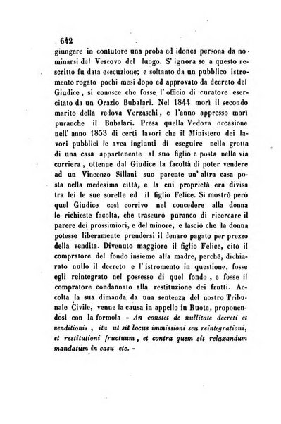 Giornale del Foro in cui si raccolgono le più importanti regiudicate dei supremi tribunali di Roma e dello Stato pontificio in materia civile