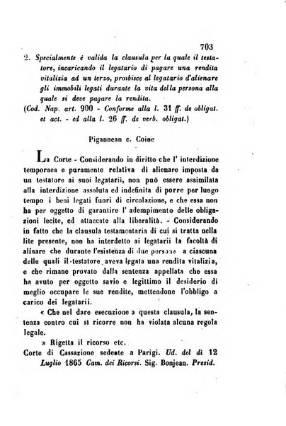 Giornale del Foro in cui si raccolgono le più importanti regiudicate dei supremi tribunali di Roma e dello Stato pontificio in materia civile