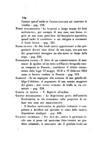 Giornale del Foro in cui si raccolgono le più importanti regiudicate dei supremi tribunali di Roma e dello Stato pontificio in materia civile