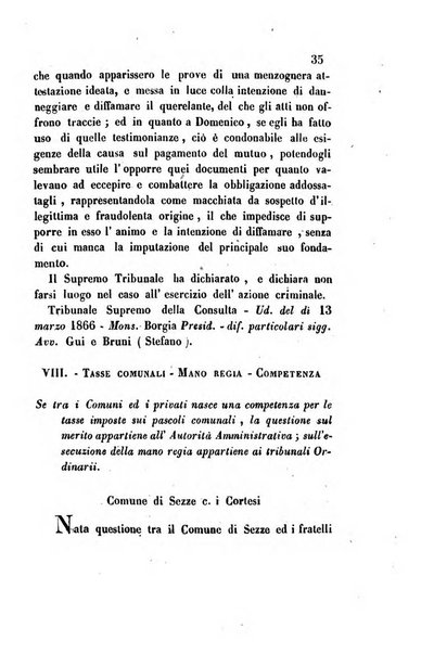 Giornale del Foro in cui si raccolgono le più importanti regiudicate dei supremi tribunali di Roma e dello Stato pontificio in materia civile