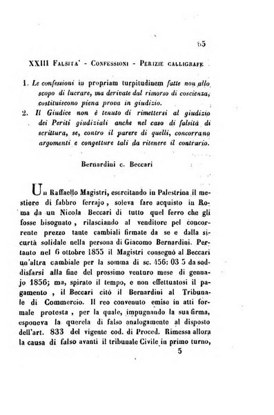 Giornale del Foro in cui si raccolgono le più importanti regiudicate dei supremi tribunali di Roma e dello Stato pontificio in materia civile