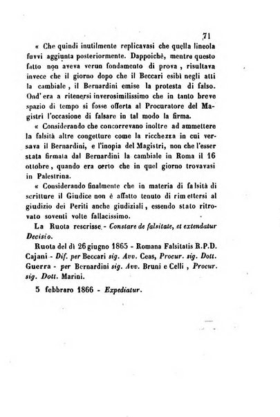 Giornale del Foro in cui si raccolgono le più importanti regiudicate dei supremi tribunali di Roma e dello Stato pontificio in materia civile