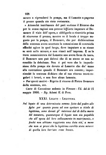 Giornale del Foro in cui si raccolgono le più importanti regiudicate dei supremi tribunali di Roma e dello Stato pontificio in materia civile