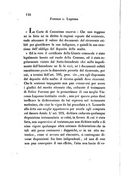 Giornale del Foro in cui si raccolgono le più importanti regiudicate dei supremi tribunali di Roma e dello Stato pontificio in materia civile