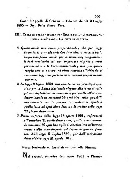 Giornale del Foro in cui si raccolgono le più importanti regiudicate dei supremi tribunali di Roma e dello Stato pontificio in materia civile