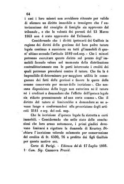 Giornale del Foro in cui si raccolgono le più importanti regiudicate dei supremi tribunali di Roma e dello Stato pontificio in materia civile