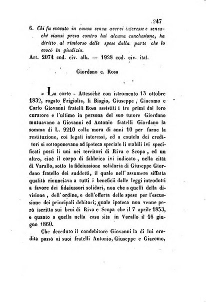 Giornale del Foro in cui si raccolgono le più importanti regiudicate dei supremi tribunali di Roma e dello Stato pontificio in materia civile