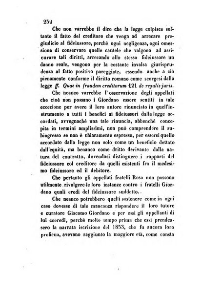 Giornale del Foro in cui si raccolgono le più importanti regiudicate dei supremi tribunali di Roma e dello Stato pontificio in materia civile