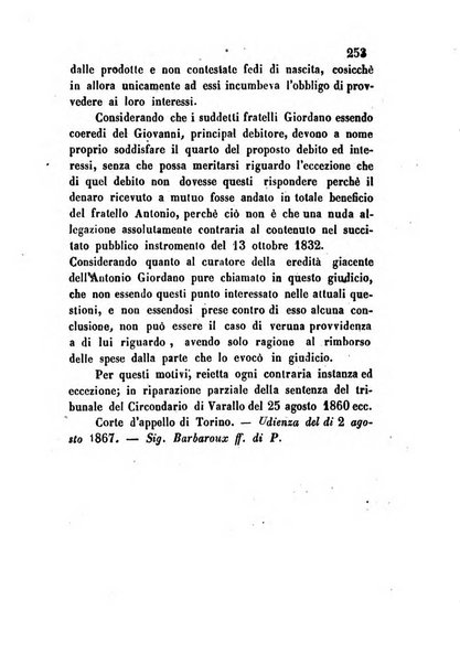 Giornale del Foro in cui si raccolgono le più importanti regiudicate dei supremi tribunali di Roma e dello Stato pontificio in materia civile