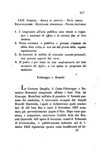 Giornale del Foro in cui si raccolgono le più importanti regiudicate dei supremi tribunali di Roma e dello Stato pontificio in materia civile