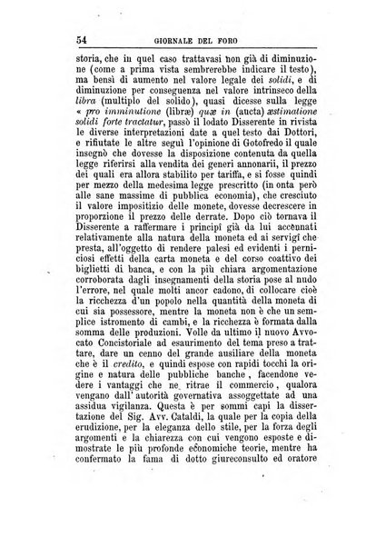 Giornale del Foro in cui si raccolgono le più importanti regiudicate dei supremi tribunali di Roma e dello Stato pontificio in materia civile