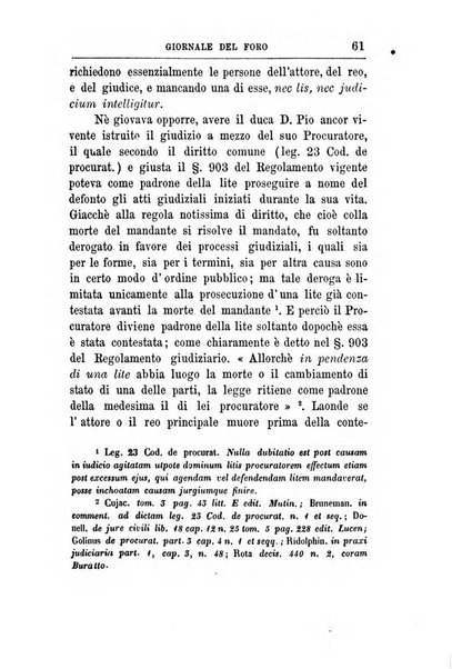 Giornale del Foro in cui si raccolgono le più importanti regiudicate dei supremi tribunali di Roma e dello Stato pontificio in materia civile