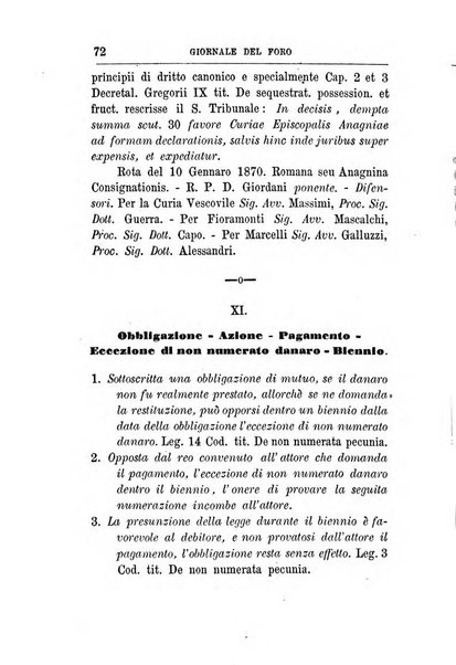 Giornale del Foro in cui si raccolgono le più importanti regiudicate dei supremi tribunali di Roma e dello Stato pontificio in materia civile