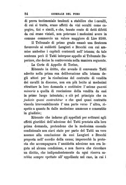 Giornale del Foro in cui si raccolgono le più importanti regiudicate dei supremi tribunali di Roma e dello Stato pontificio in materia civile